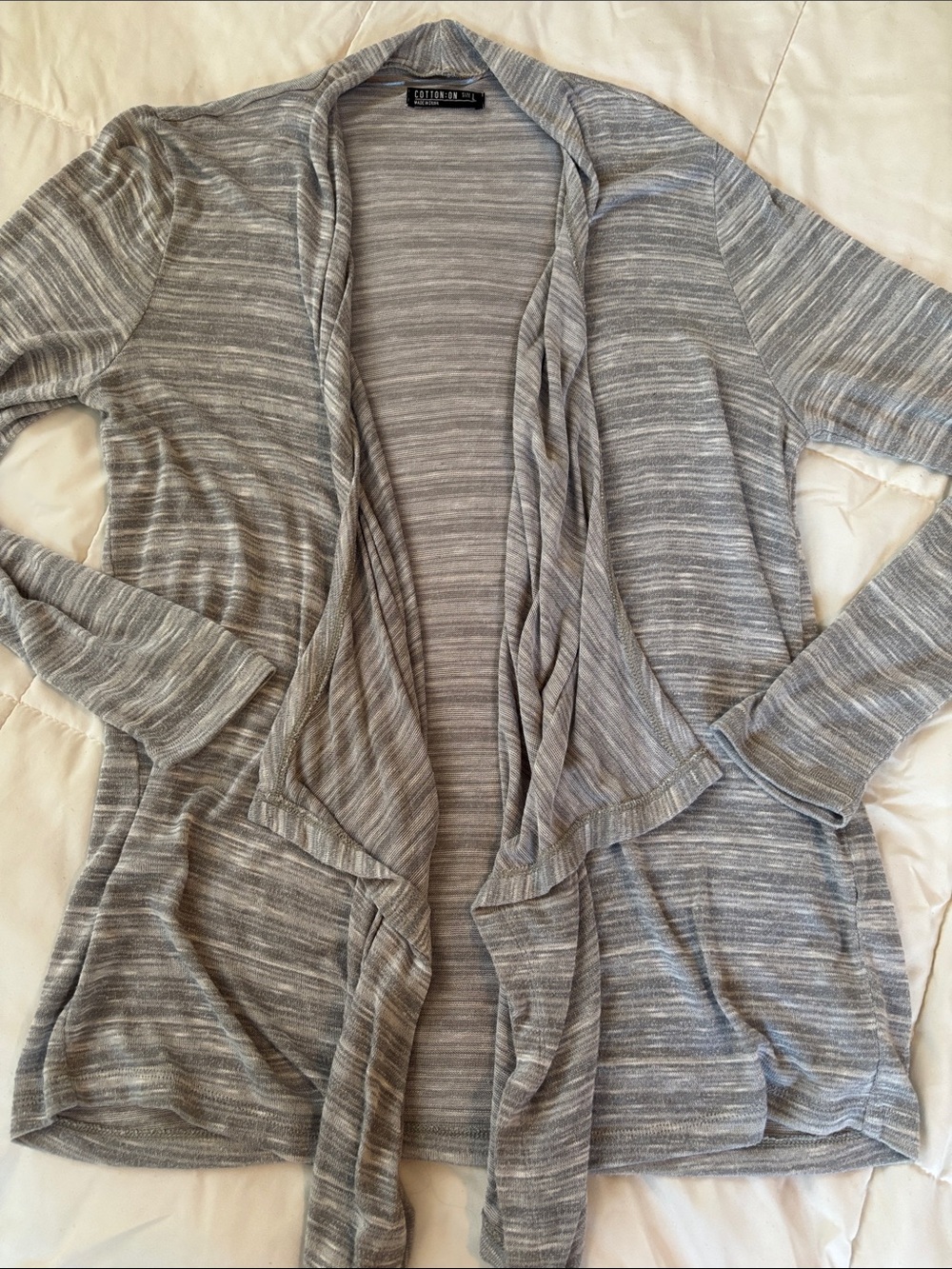 Cotton On Light Gray Striped Open-Front Women's Cardigan